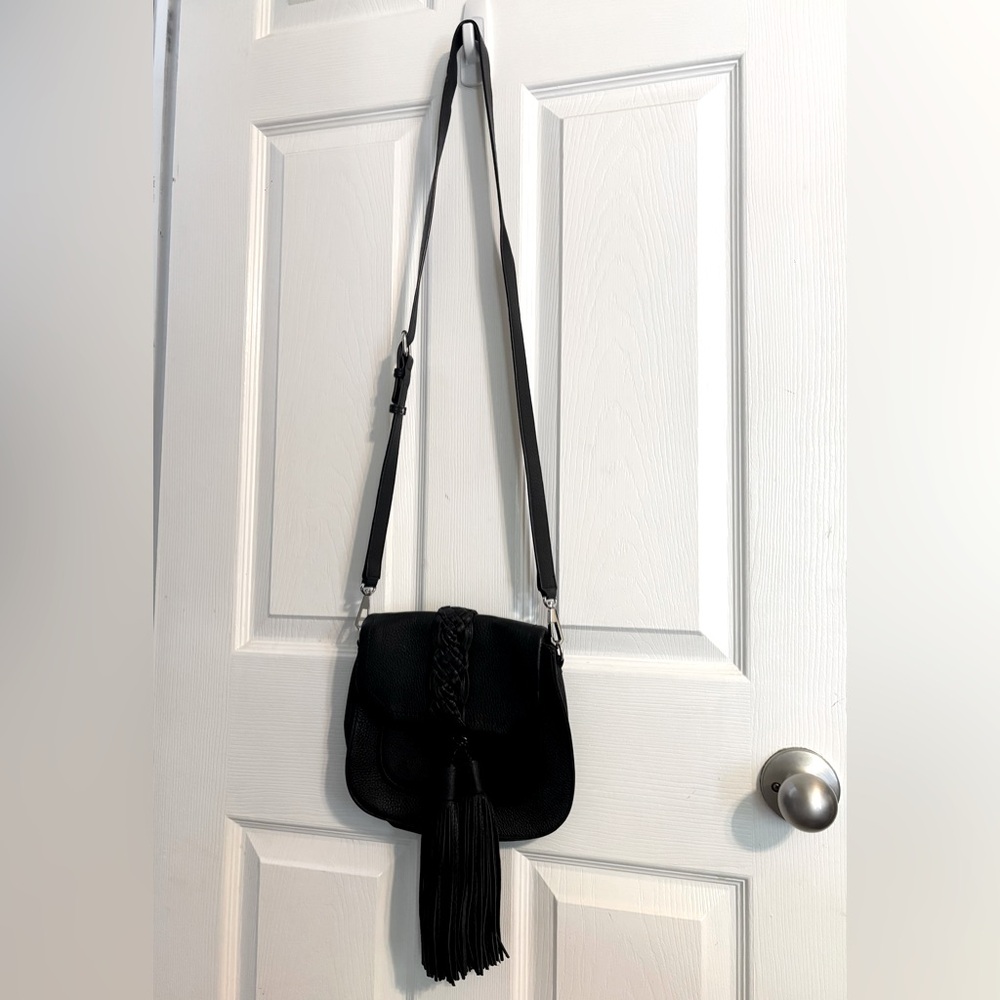 Rebecca Minkoff Black Leather Tassle Crossbody Bag